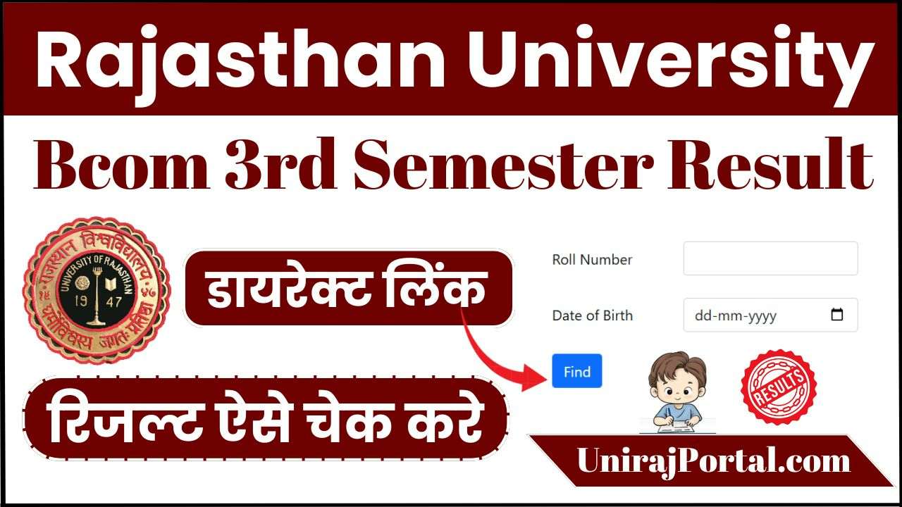Rajasthan University Bcom 3rd Semester Result 2025
