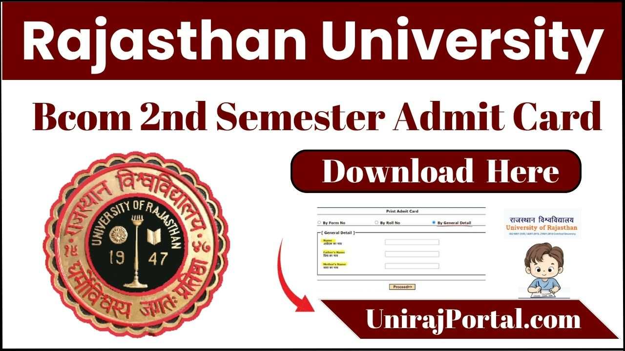 Rajasthan University Bcom 2nd Semester Admit Card 2025