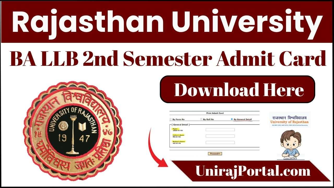Rajasthan University BA LLB 2nd Semester Admit Card