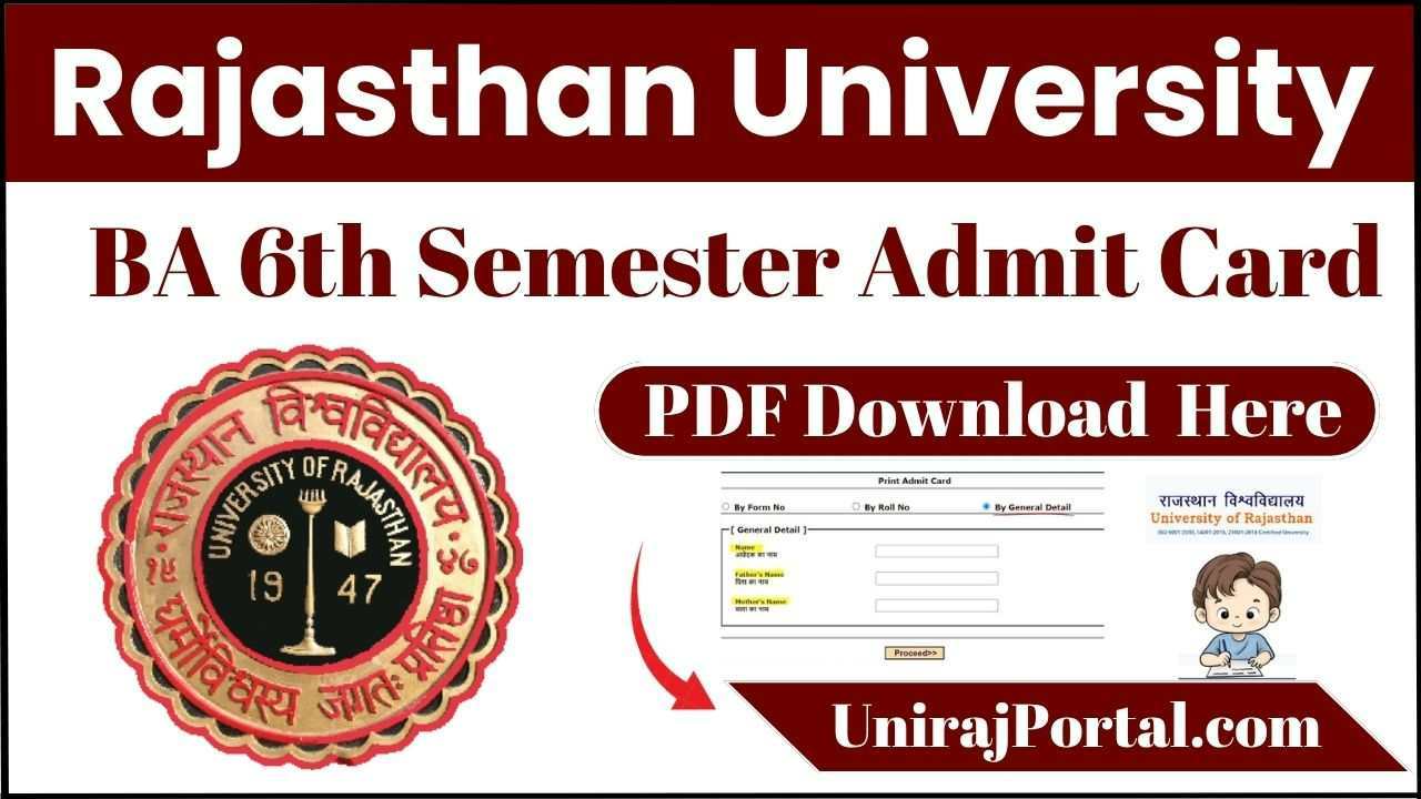 Rajasthan University BA 6th Semester Admit Card
