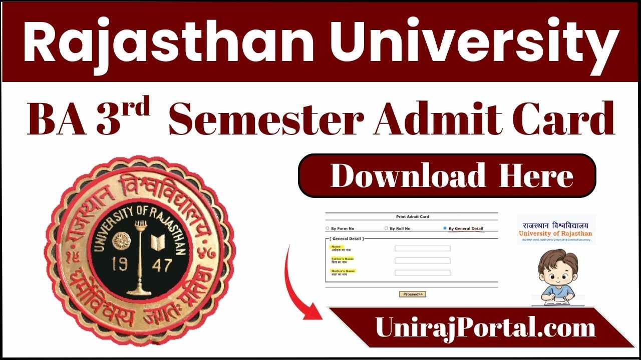Rajasthan University BA 3rd Semester Admit Card 2025