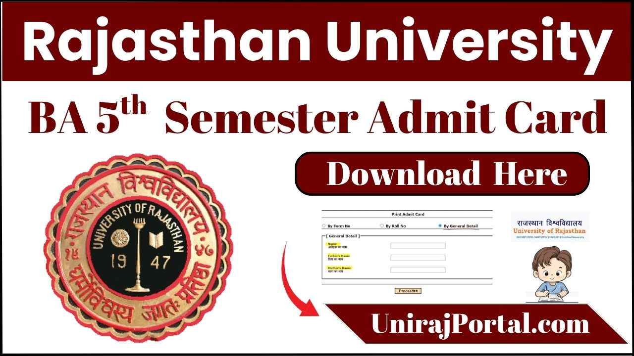 Rajasthan University BA 5th Semester Admit Card 2025