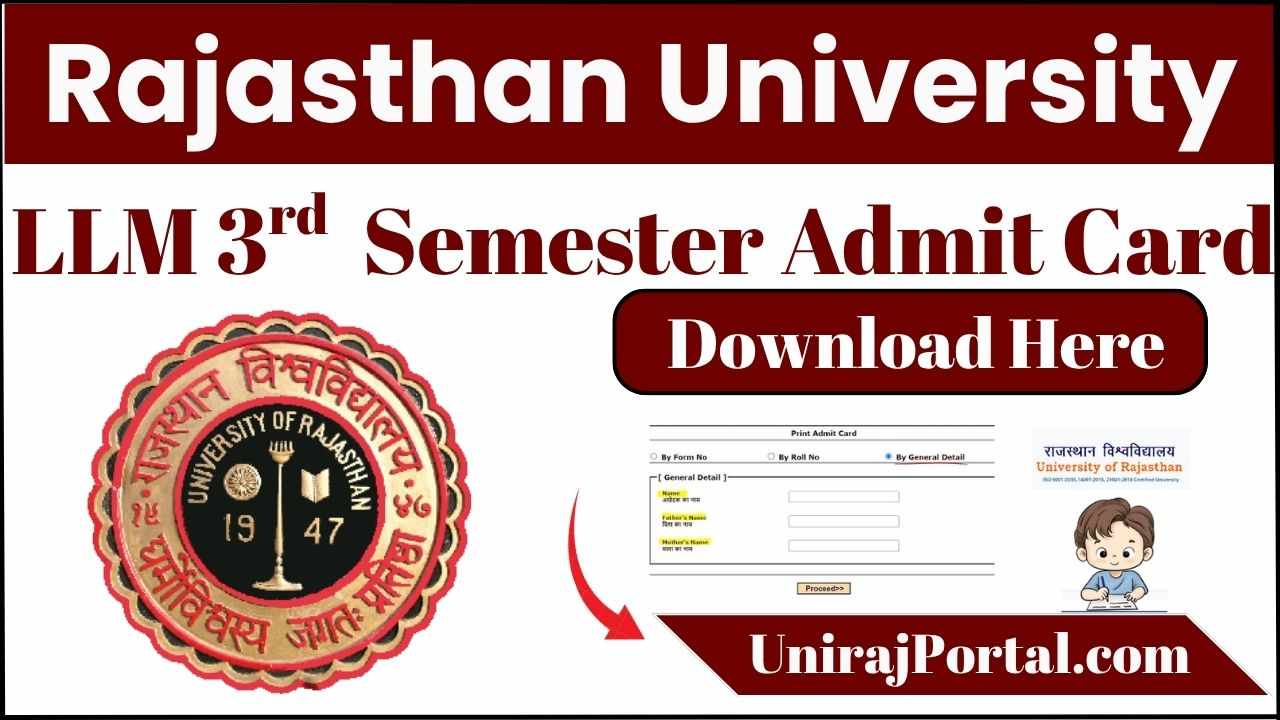 Rajasthan University LLM 3rd Semester Admit Card 2025