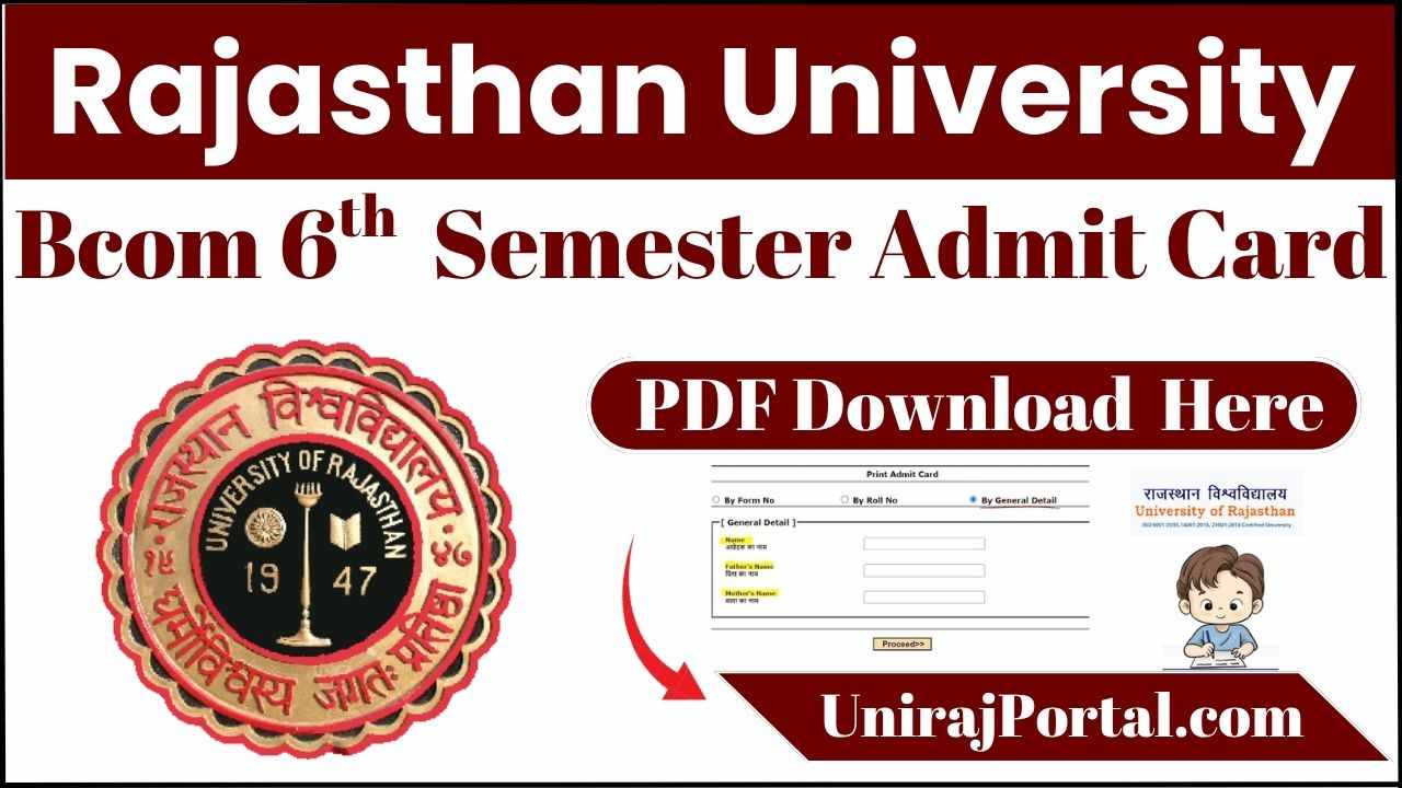 Rajasthan University Bcom 6th Semester Admit Card