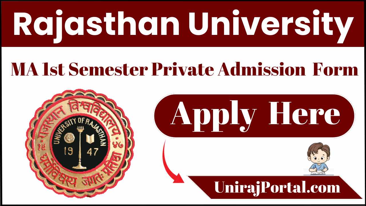 Rajasthan University MA 1st Semester Private Admission Form 2025